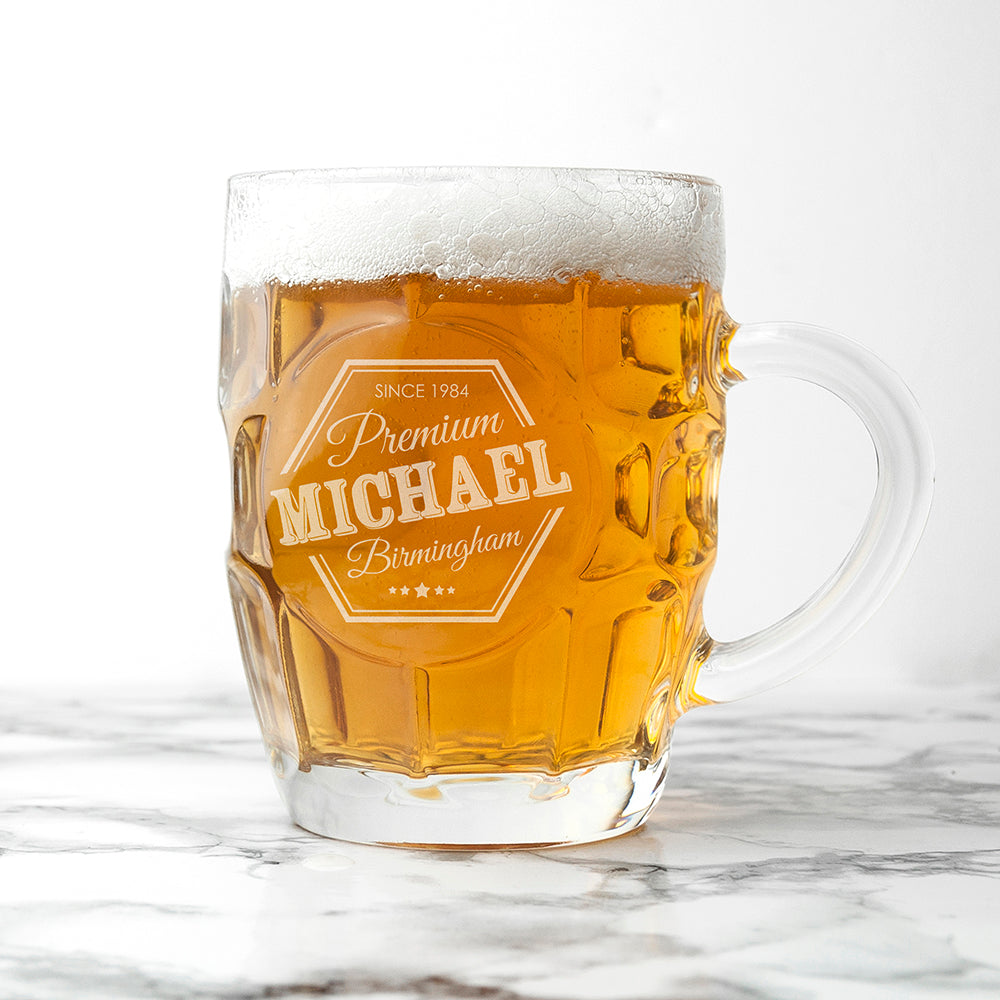 Personalised Premium Dimpled Beer Glass: 1 - Beer Glasses By Gift Moments