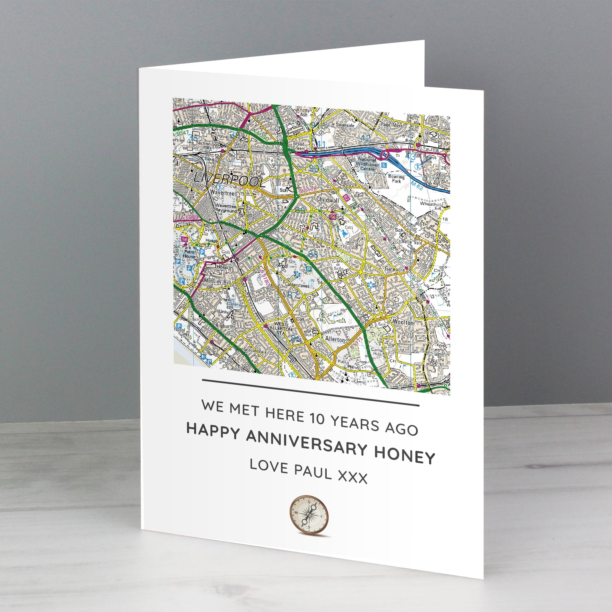 Personalised Present Day Map Compass Card: 6 - Greeting Cards By Gift Moments