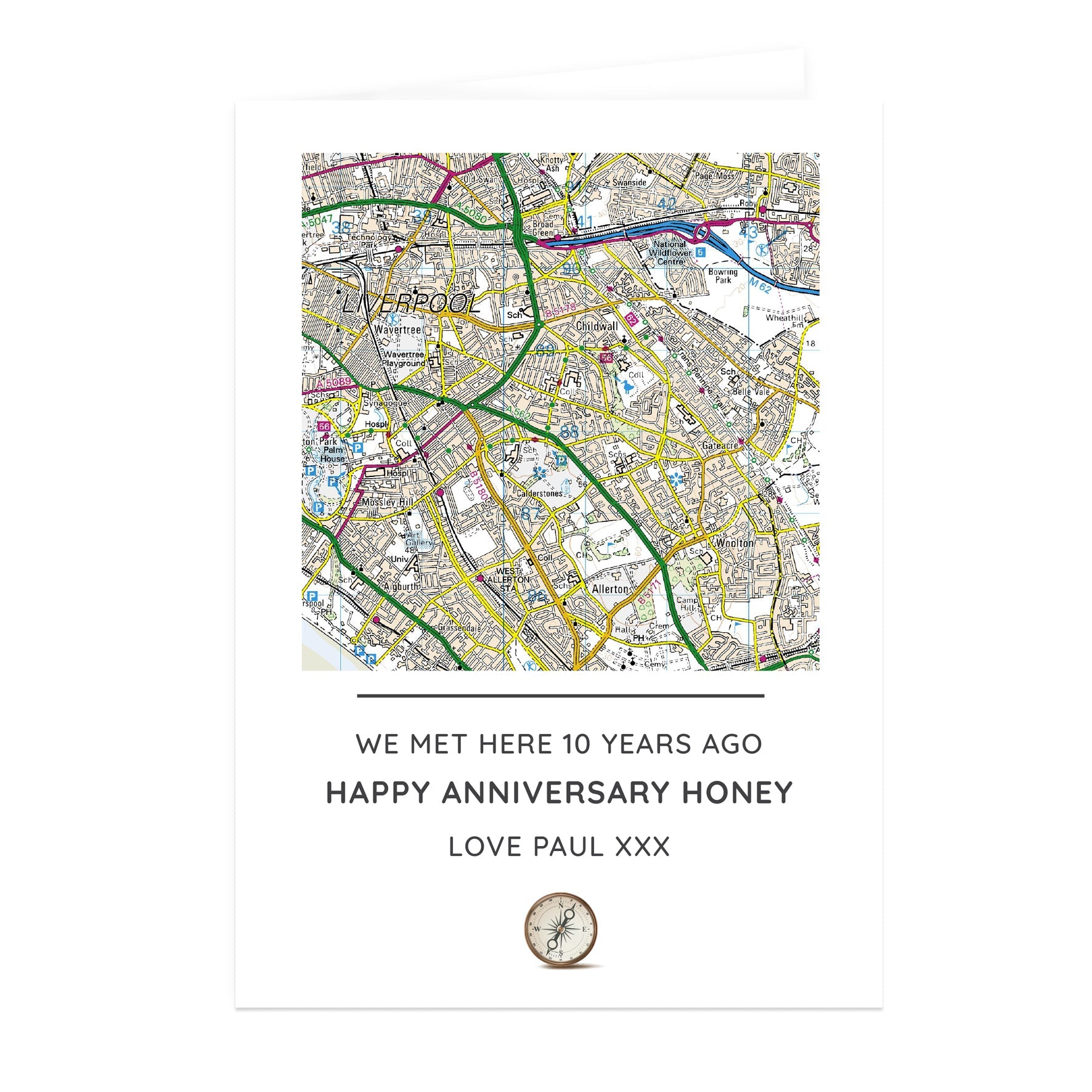 Personalised Present Day Map Compass Card: 2 - Greeting Cards By Gift Moments