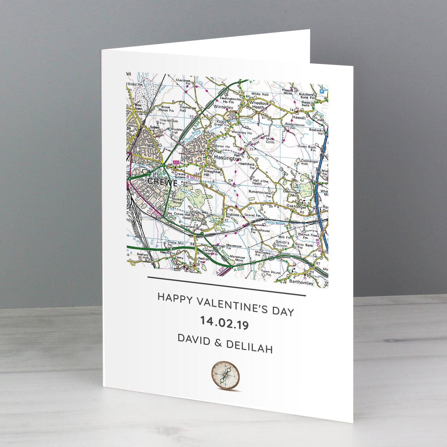 Personalised Present Day Map Compass Card: 4 - Greeting Cards By Gift Moments