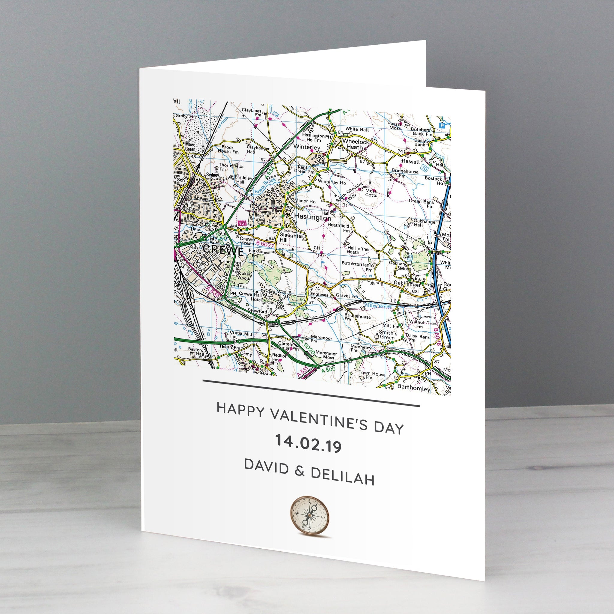 Personalised Present Day Map Compass Card: 4 - Greeting Cards By Gift Moments