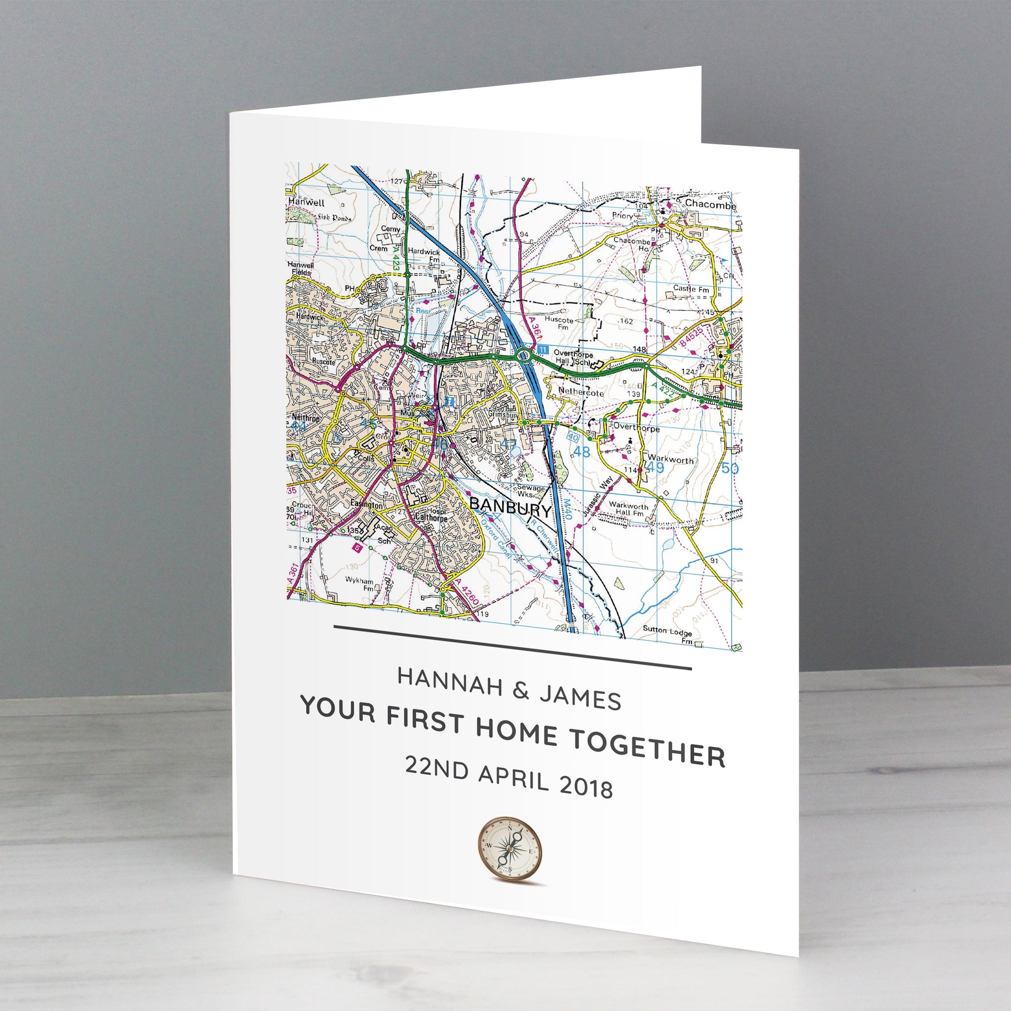 Personalised Present Day Map Compass Card: 1 - Greeting Cards By Gift Moments