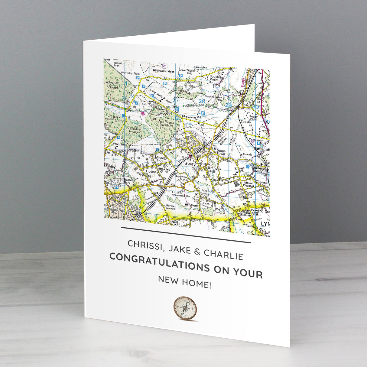 Personalised Present Day Map Compass Card: 3 - Greeting Cards By Gift Moments