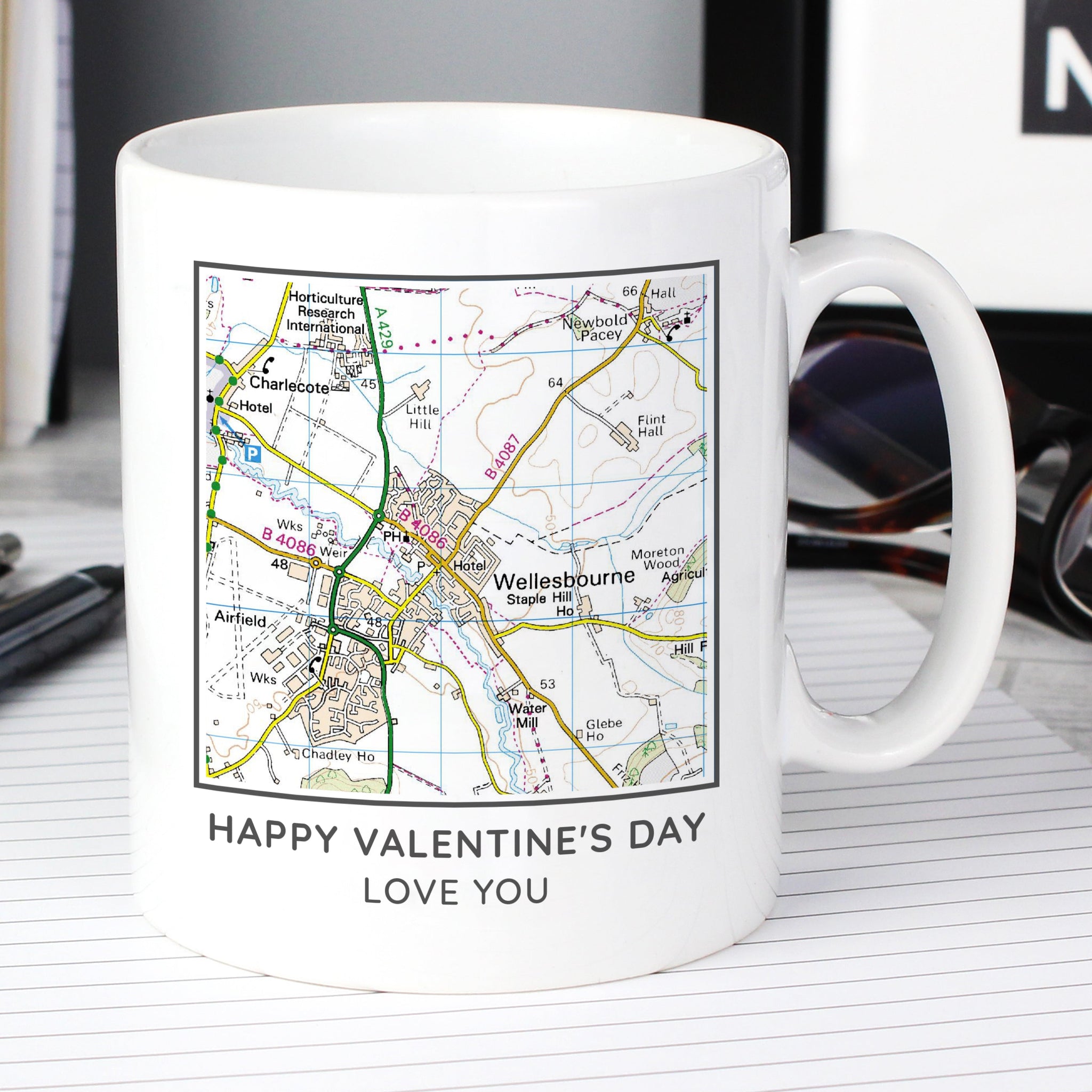 Personalised Present Day Map Compass Mug: 1 - Mugs By Gift Moments