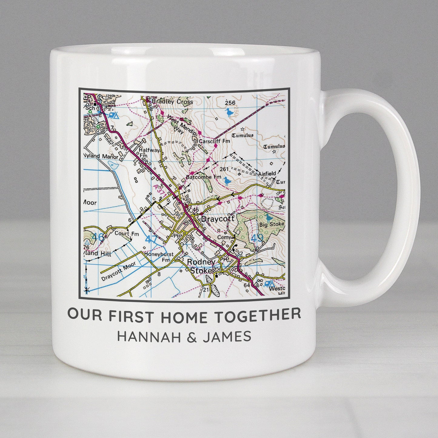 Personalised Present Day Map Compass Mug: 3 - Mugs By Gift Moments