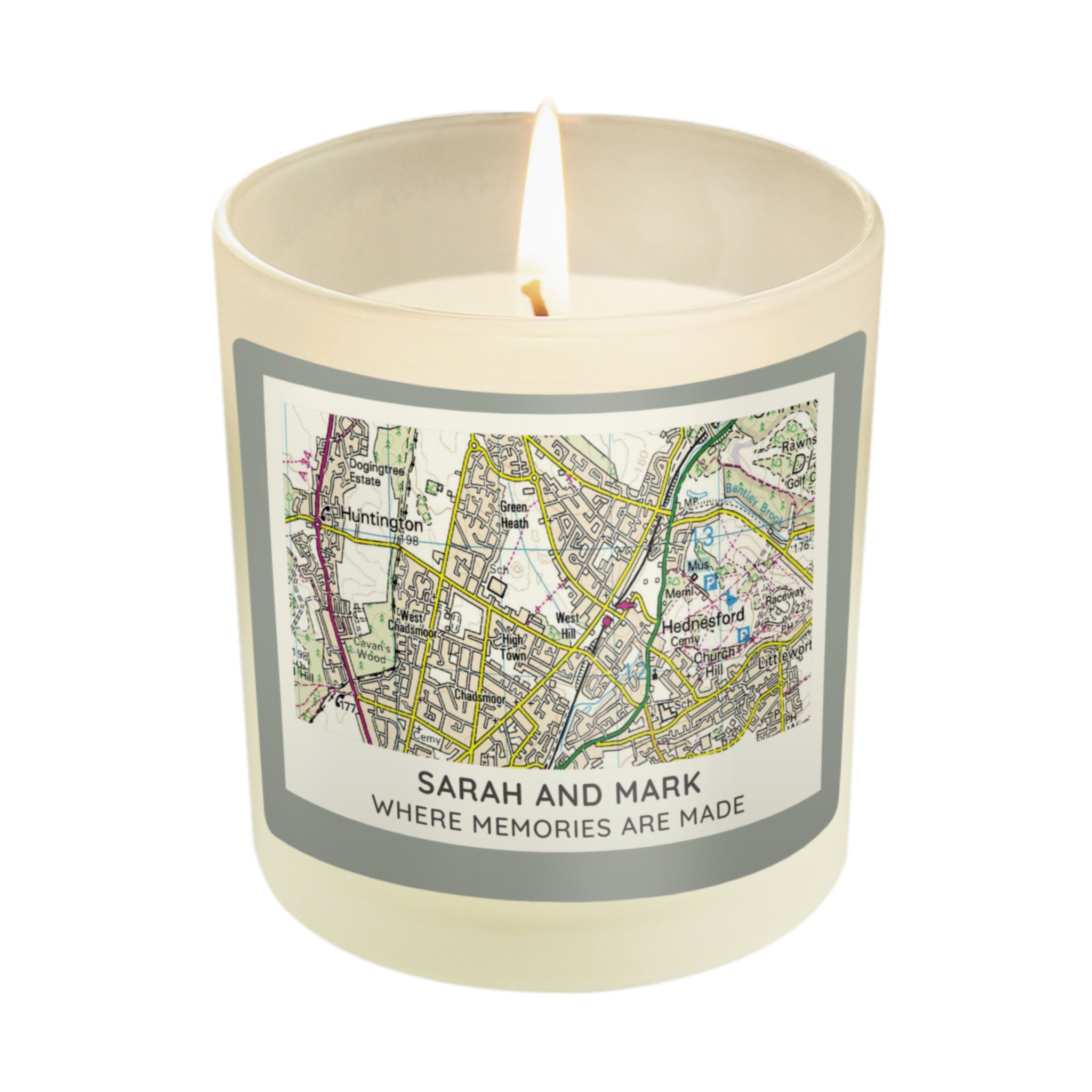 Personalised Present Day Map Compass Scented Jar Candle: 5 - Candles By Gift Moments