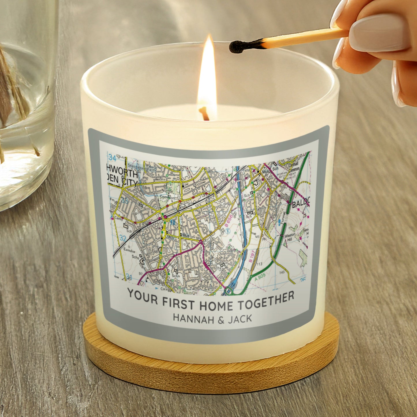 Personalised Present Day Map Compass Scented Jar Candle: 2 - Candles By Gift Moments