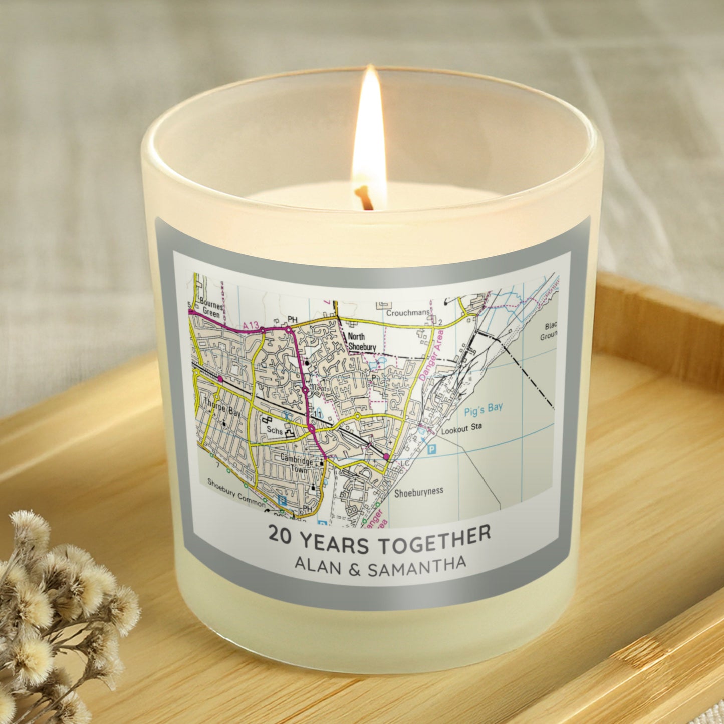 Personalised Present Day Map Compass Scented Jar Candle: 4 - Candles By Gift Moments