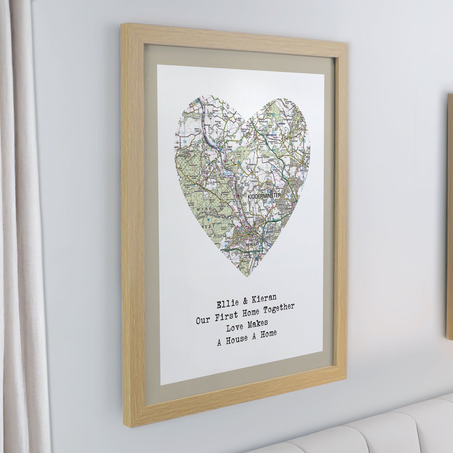Personalised Present Day Map Heart Framed Prints: 4 - Framed Prints By Gift Moments