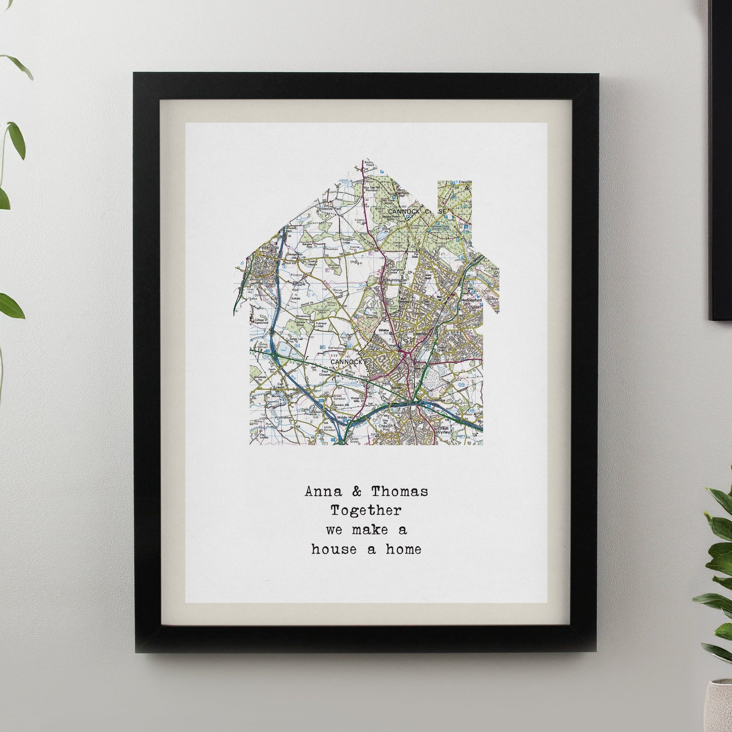 Personalised Present Day Map Home Framed Prints: 2 - Black - Framed Prints By Gift Moments