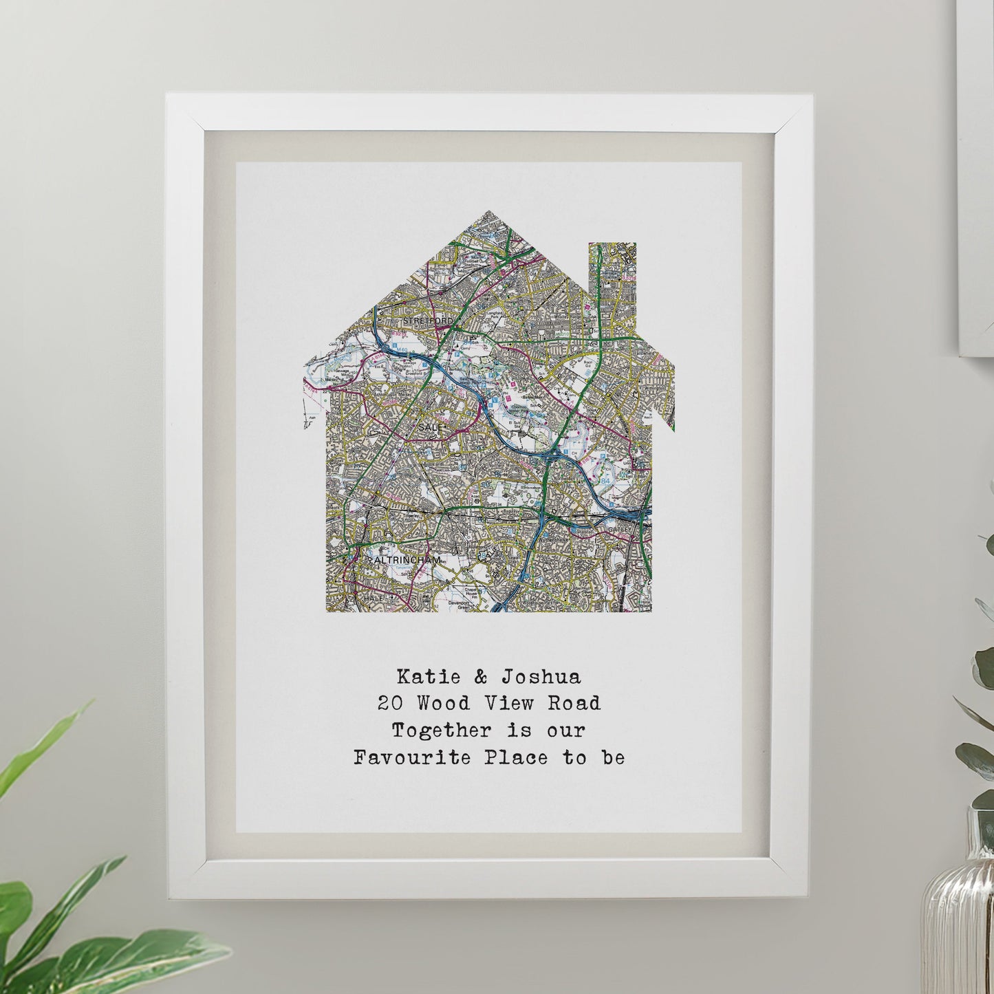 Personalised Present Day Map Home Framed Prints: 3 - White - Framed Prints By Gift Moments