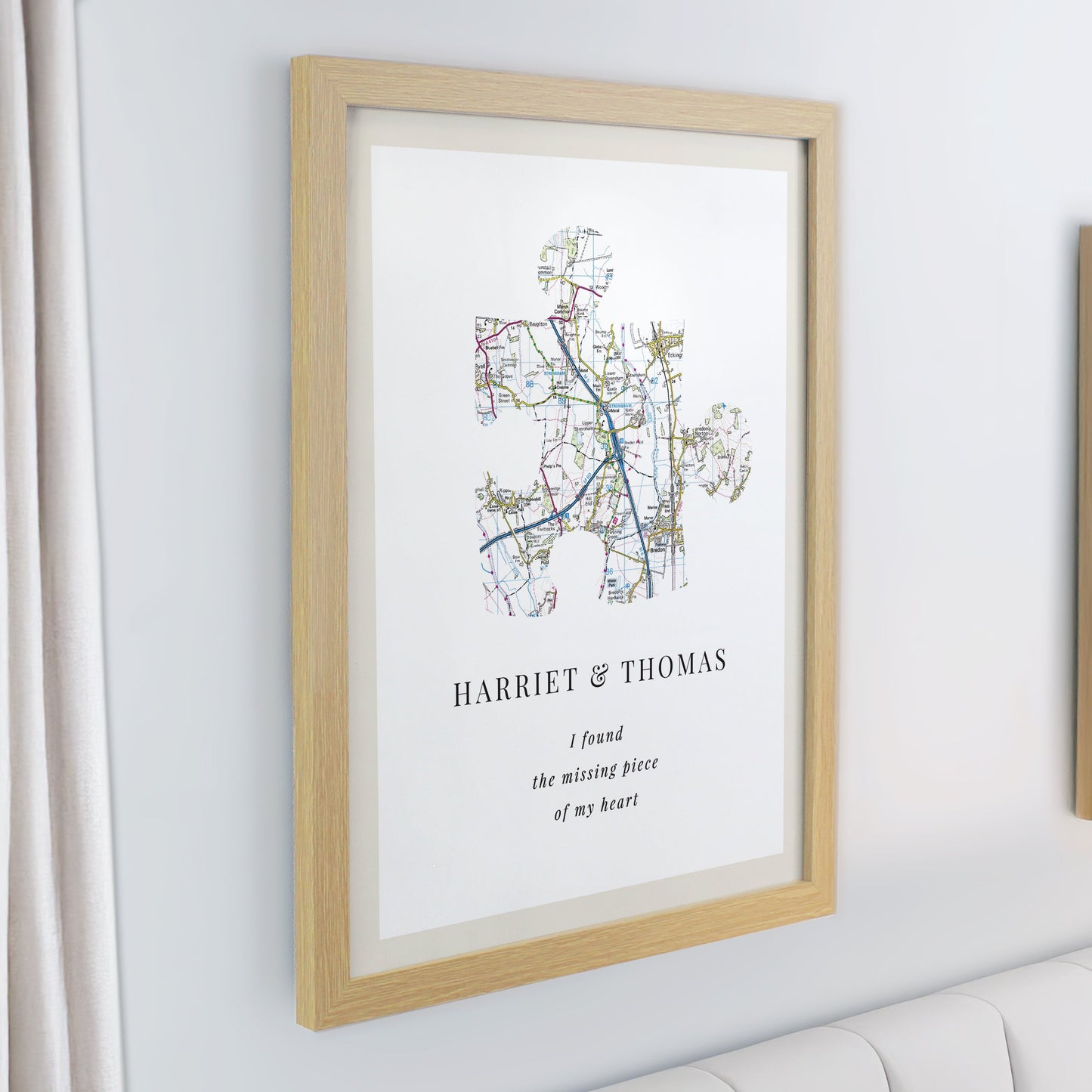 Personalised Present Day Map Puzzle Piece Framed Prints: 4 - Framed Prints By Gift Moments