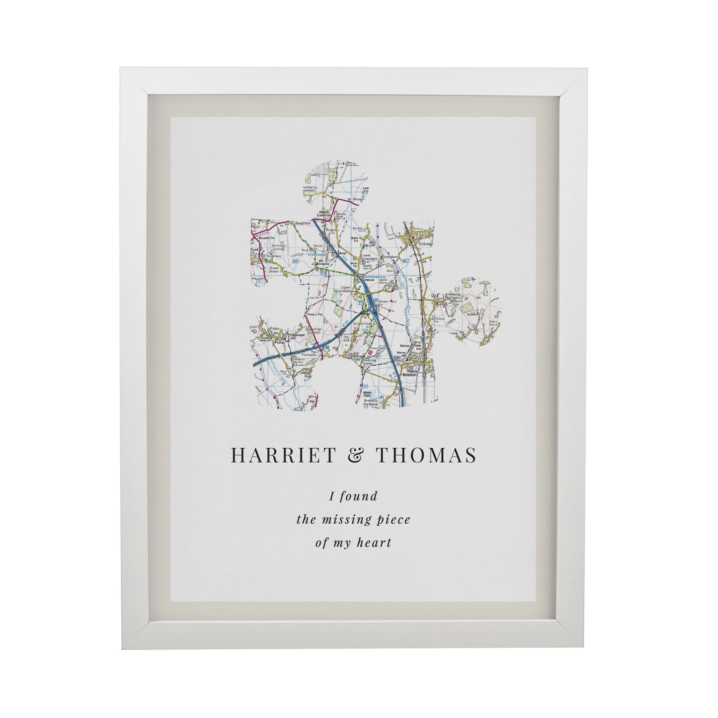 Personalised Present Day Map Puzzle Piece Framed Prints: 9 - Framed Prints By Gift Moments