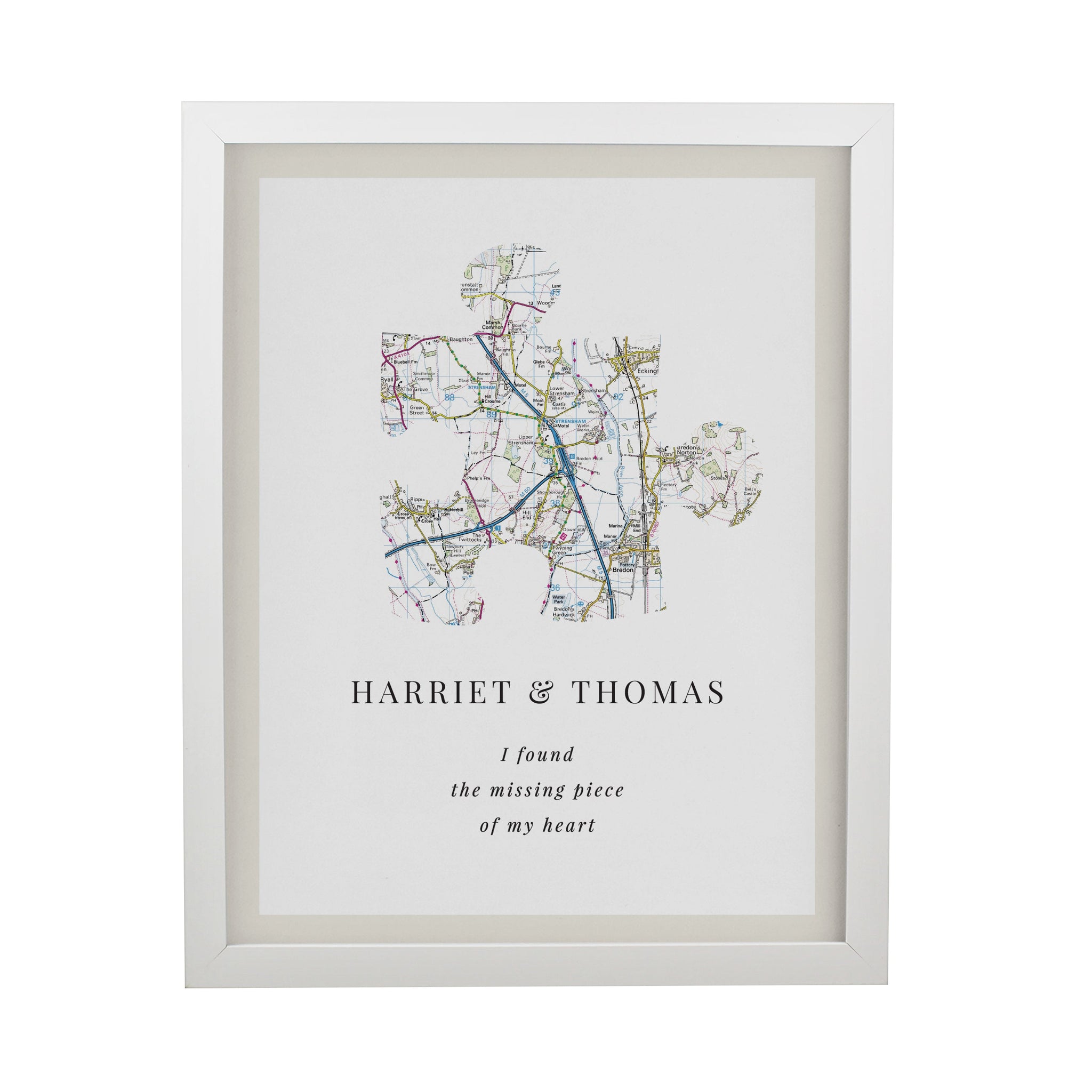 Personalised Present Day Map Puzzle Piece Framed Prints: 9 - Framed Prints By Gift Moments