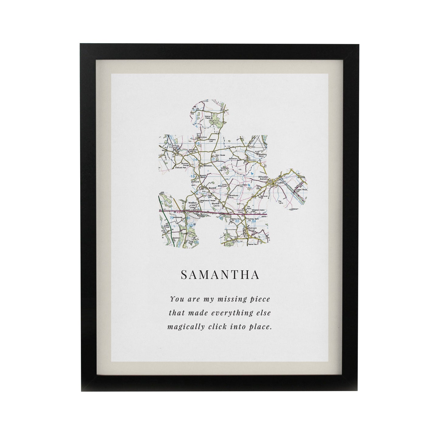 Personalised Present Day Map Puzzle Piece Framed Prints: 8 - Framed Prints By Gift Moments