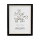 Personalised Present Day Map Puzzle Piece Framed Prints: 8 - Framed Prints By Gift Moments