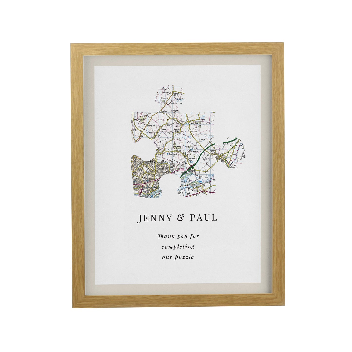 Personalised Present Day Map Puzzle Piece Framed Prints: 7 - Framed Prints By Gift Moments