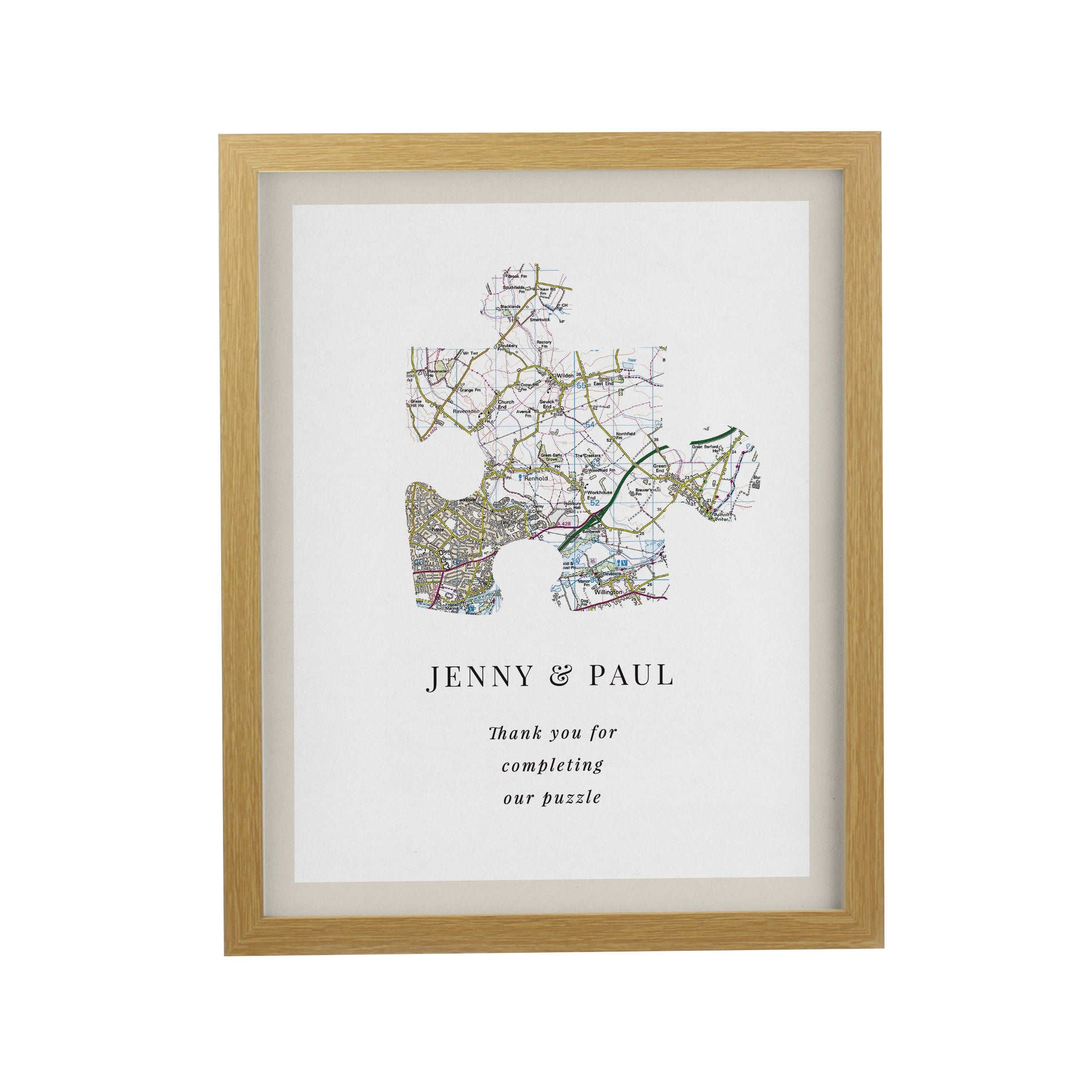 Personalised Present Day Map Puzzle Piece Framed Prints: 7 - Framed Prints By Gift Moments