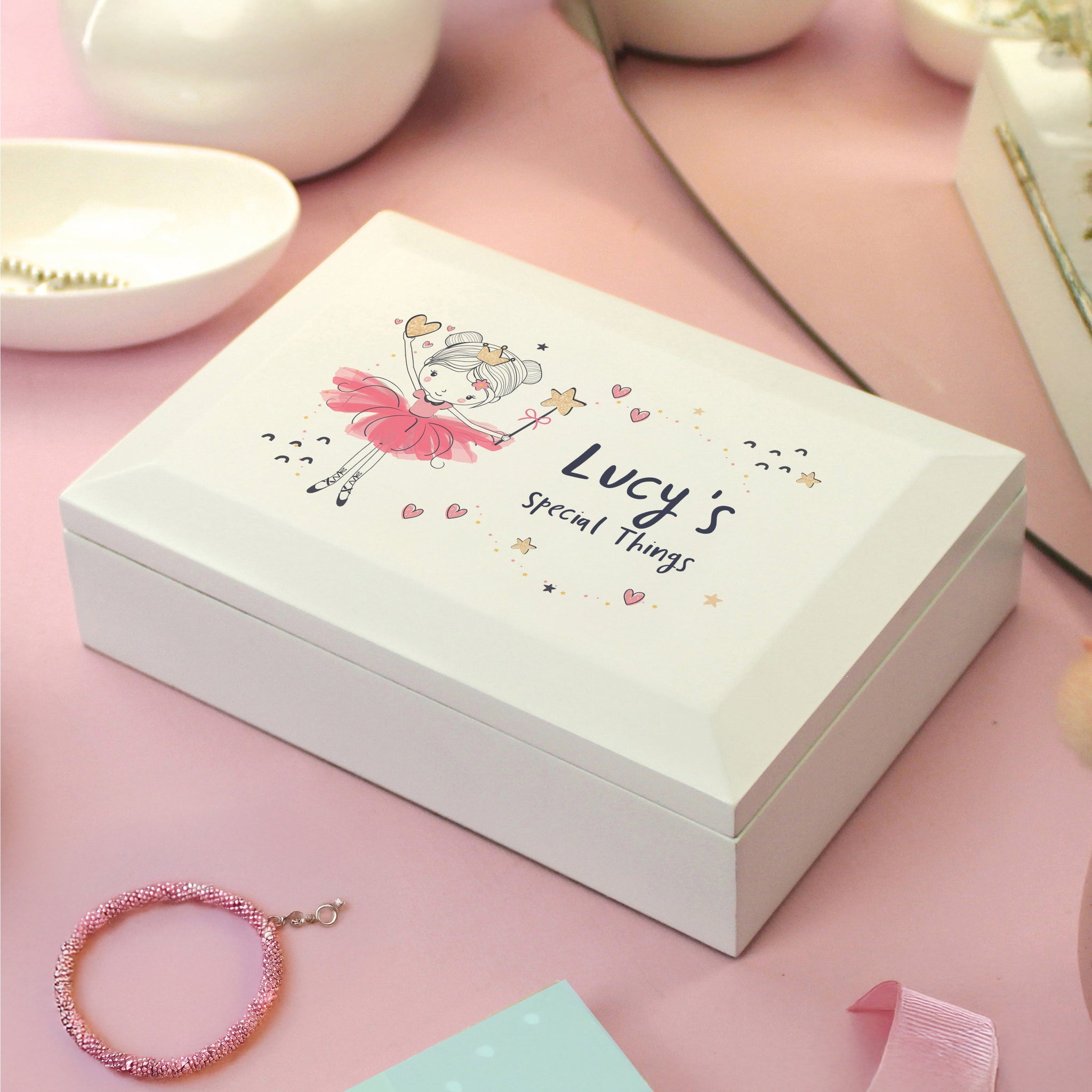 Personalised Princess Ballerina Wooden Jewellery Box: 4 - Jewellery Boxes By Gift Moments