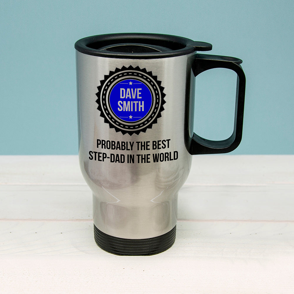 Personalised Probably The Best Step Dad Travel Mug: 3 - Travel Mugs By Gift Moments