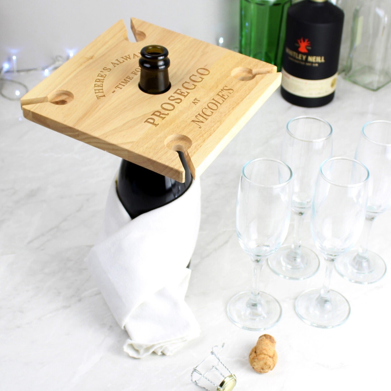 Personalised Prosecco Four Prosecco flute Holder & Bottle Holder - Shop Barware At Gift Moments - 3