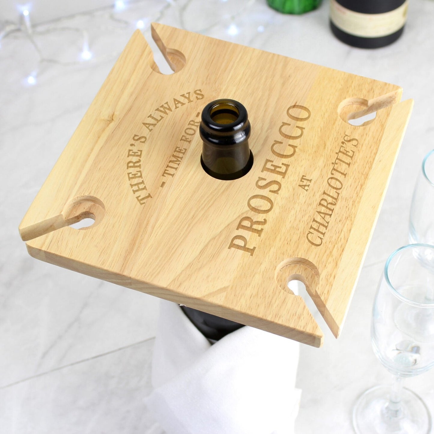 Personalised Prosecco Four Prosecco flute Holder & Bottle Holder: 4 - Barware By Gift Moments