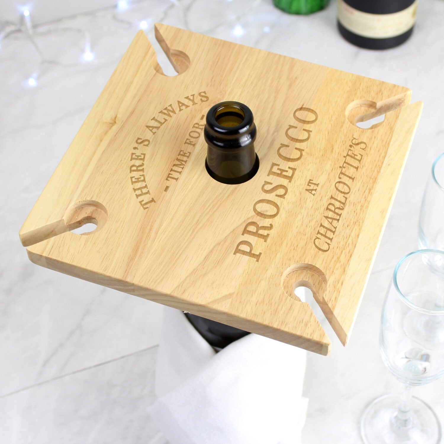 Personalised Prosecco Four Prosecco flute Holder & Bottle Holder: 4 - Barware By Gift Moments