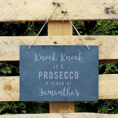 Personalised Prosecco O’Clock Large Hanging Slate Sign: 2 - Signs & Plaques By Gift Moments