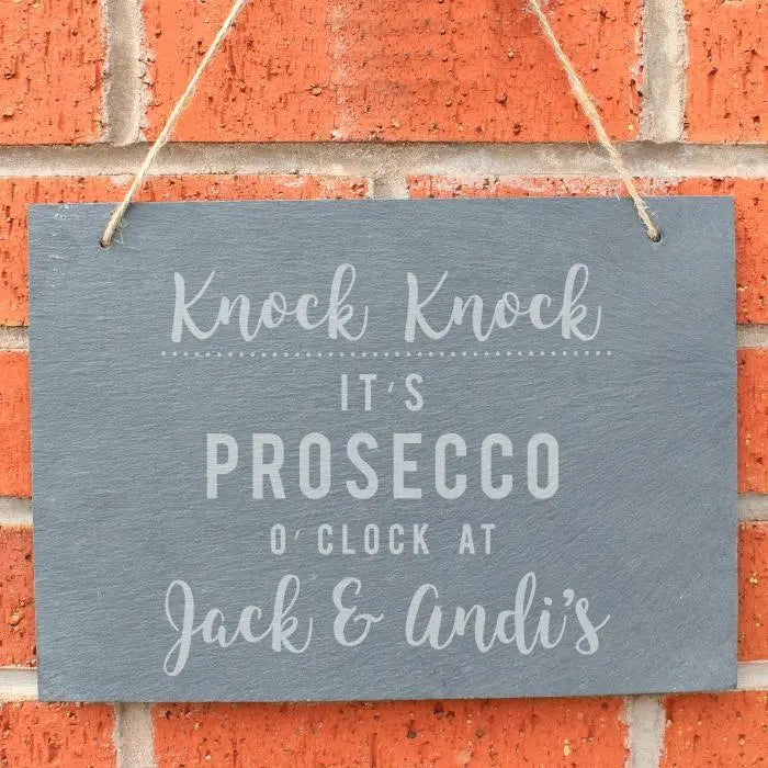 Personalised Prosecco O’Clock Large Hanging Slate Sign: 1 - Signs & Plaques By Gift Moments