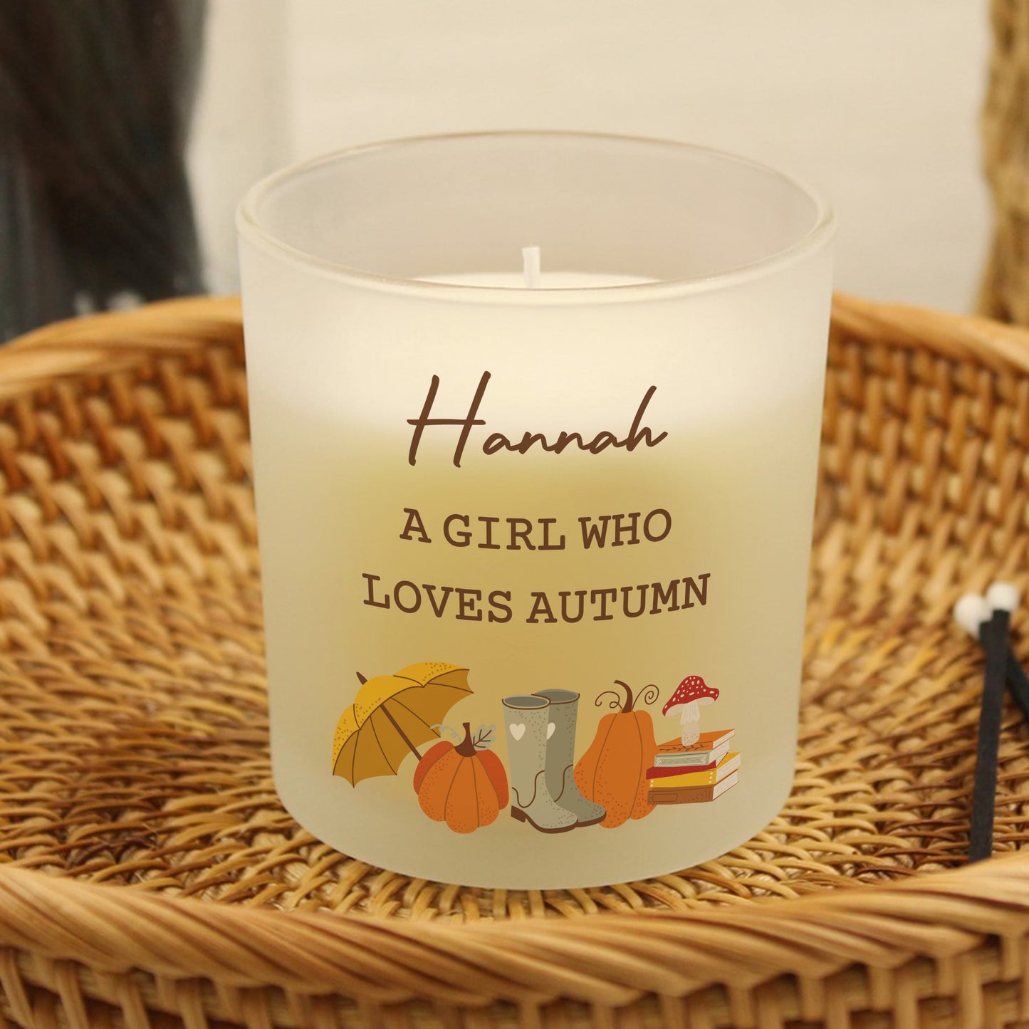 Personalised Pumpkin Frosted Glass Candle: 1 - Candles By Gift Moments
