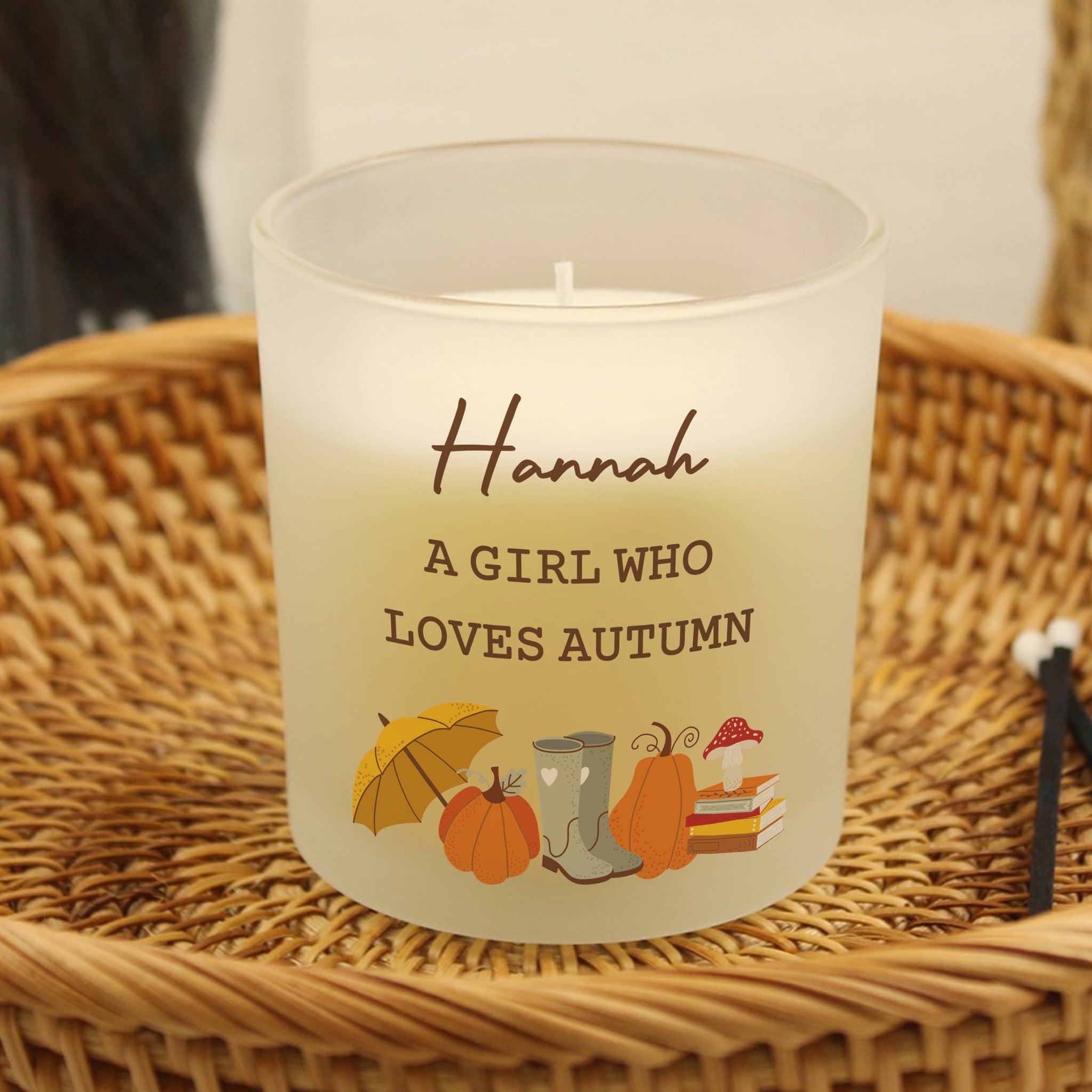 Personalised Pumpkin Frosted Glass Candle: 1 - Candles By Gift Moments