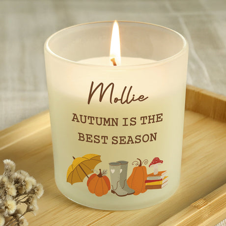 Personalised Pumpkin Frosted Glass Candle: 2 - Candles By Gift Moments