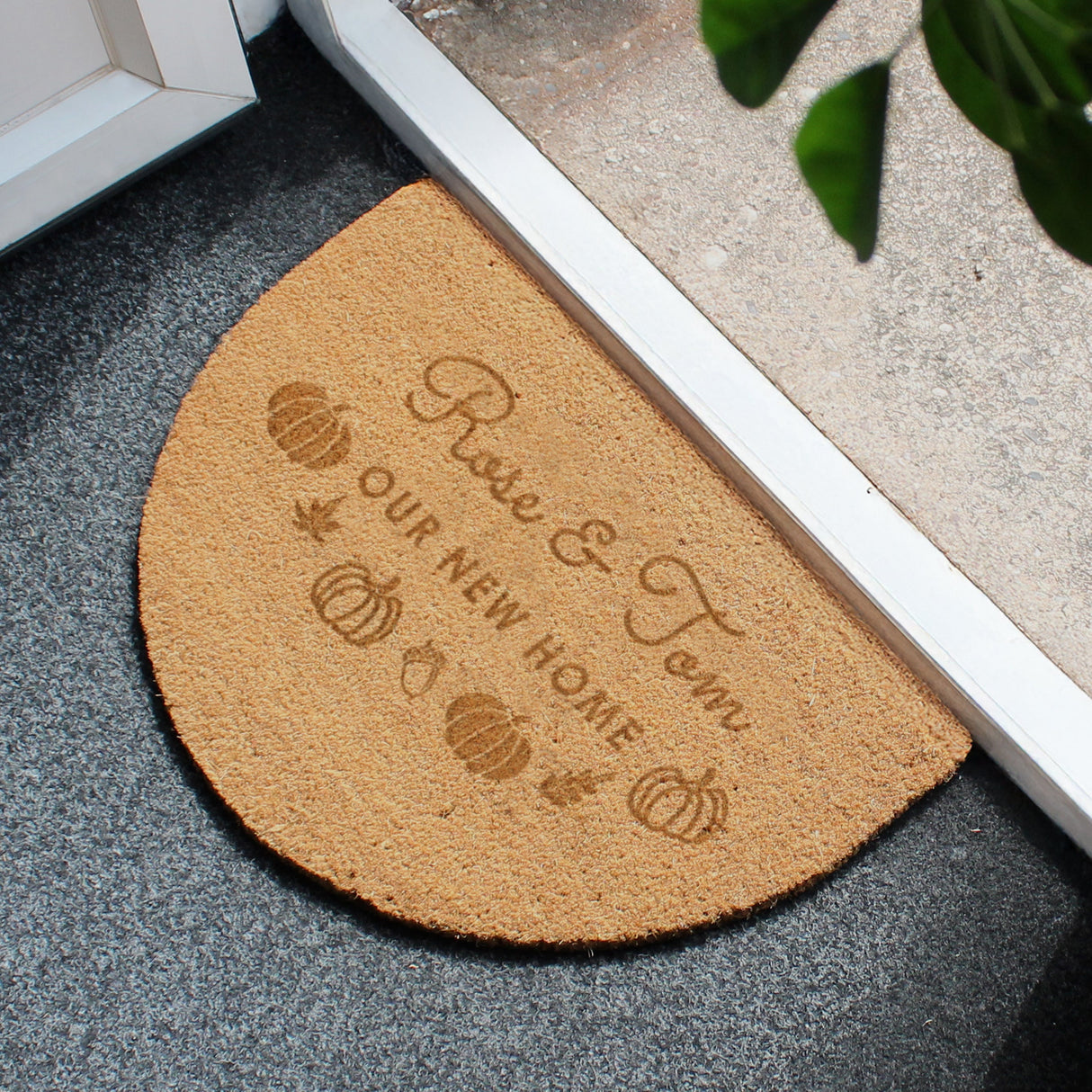 Personalised Pumpkin Half Moon Doormat: 3 - Doormats By Gift Moments