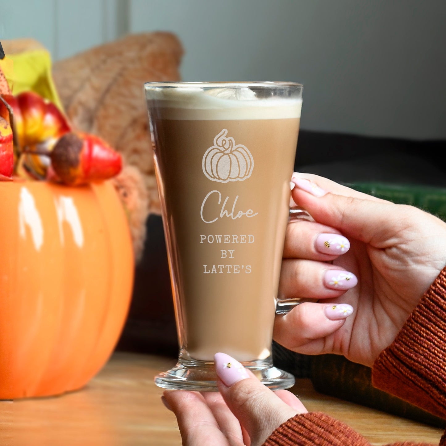Personalised Pumpkin Latte Glass: 1 - Latte Mugs By Gift Moments