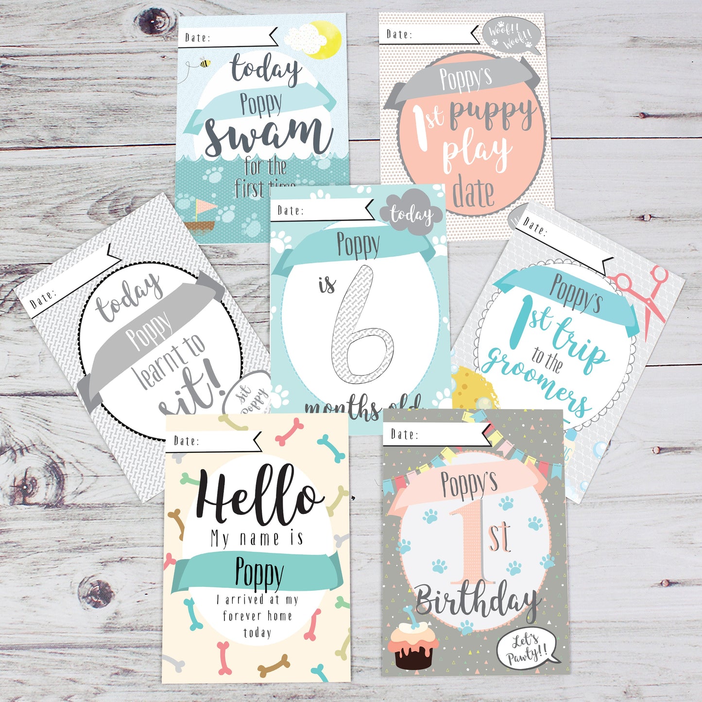 Personalised Puppy Cards: For Milestone Moments: 6 - Keepsakes By Gift Moments
