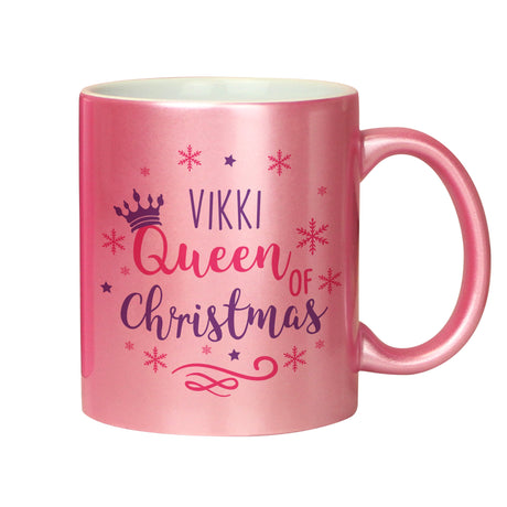 Personalised Queen Of Christmas Pink Mug: 4 - Mugs By Gift Moments