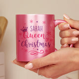 Personalised Queen Of Christmas Pink Mug: 2 - Mugs By Gift Moments