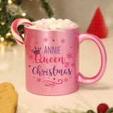 Personalised Queen Of Christmas Pink Mug: 1 - Mugs By Gift Moments