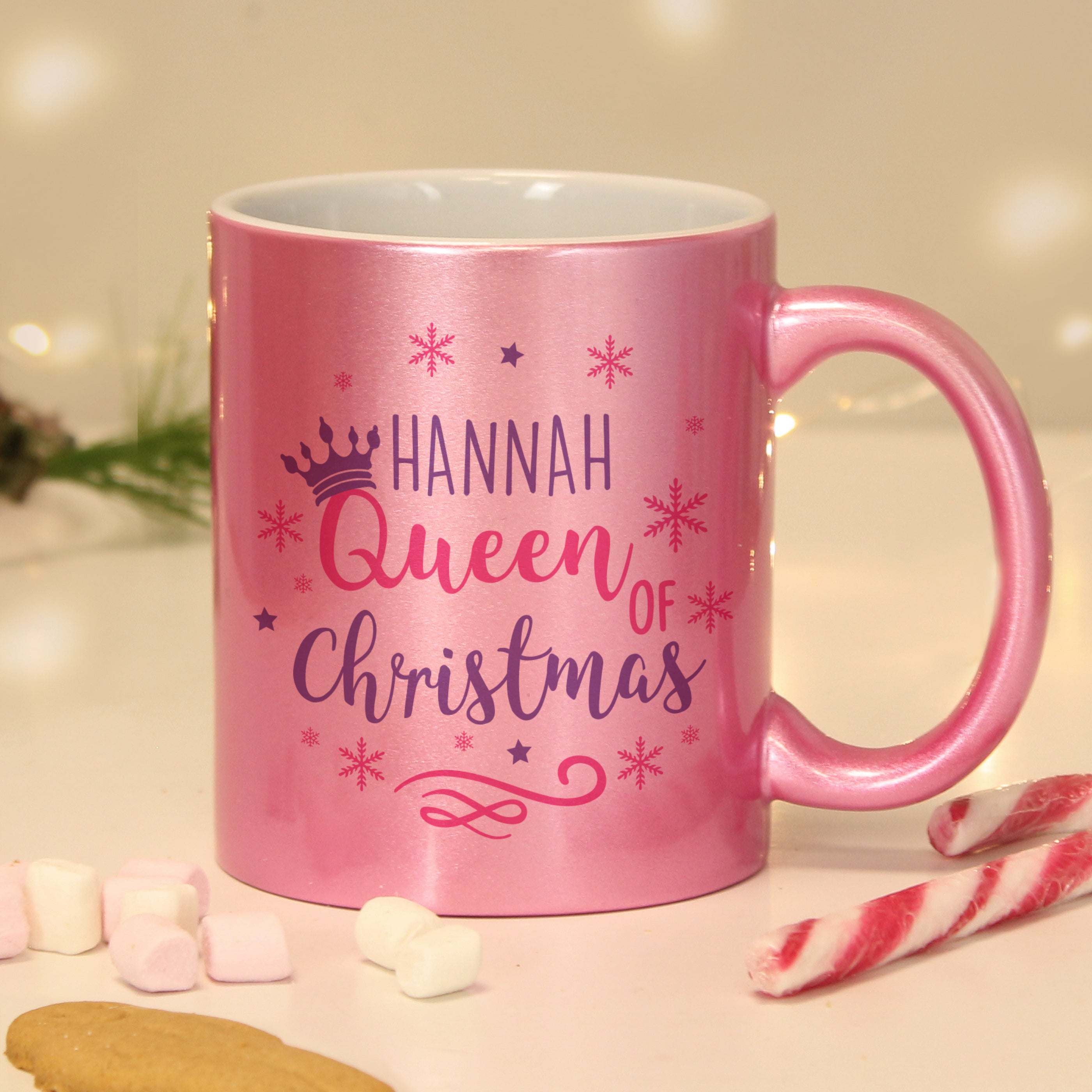 Personalised Queen Of Christmas Pink Mug - Shop Mugs At Gift Moments - 3