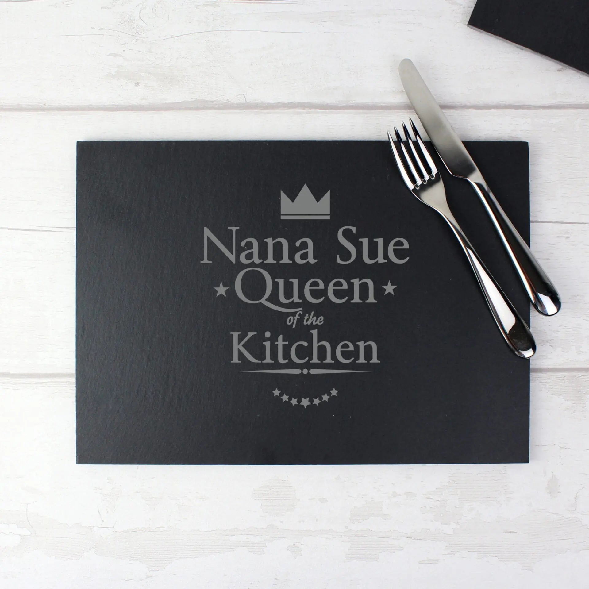 Personalised Queen of the Kitchen Slate Placemat: 1 - Placemats By Gift Moments