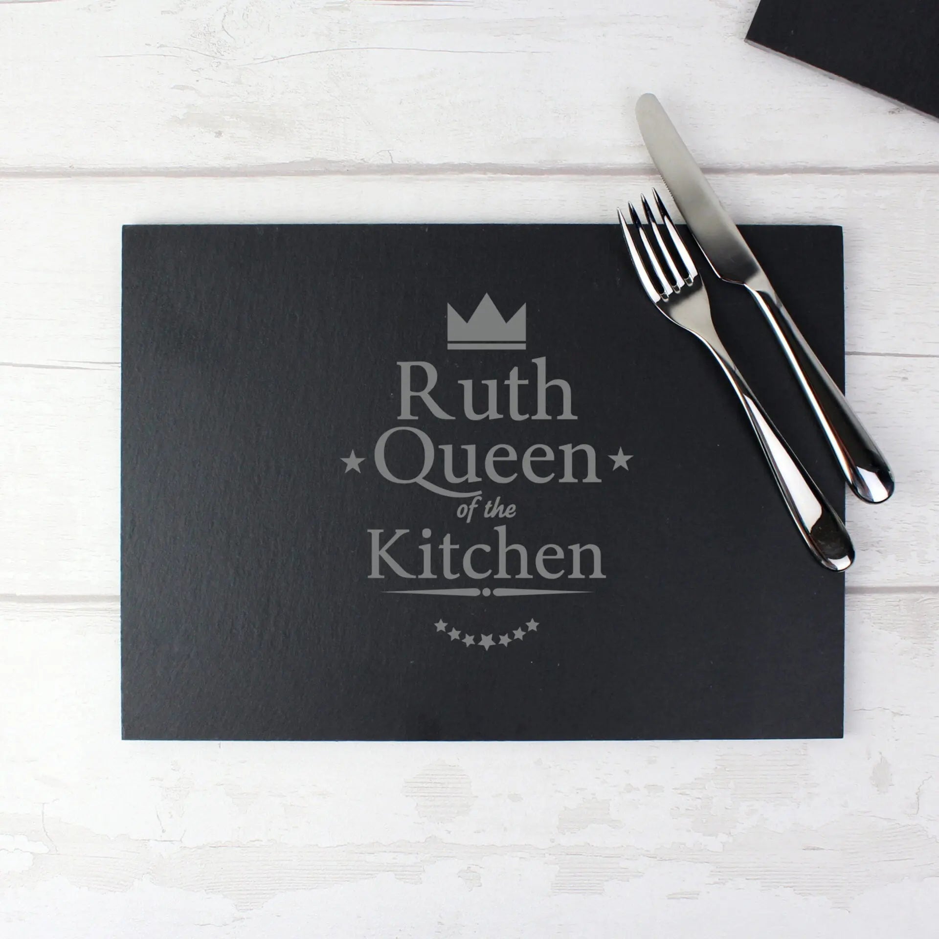 Personalised Queen of the Kitchen Slate Placemat: 2 - Placemats By Gift Moments