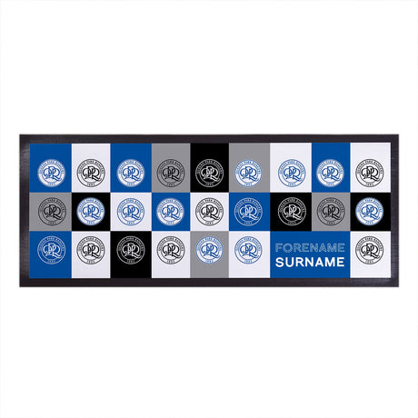 Personalised Queens Park Rangers FC Chequered Bar Runner: 1 - Barware By Queens Park Rangers