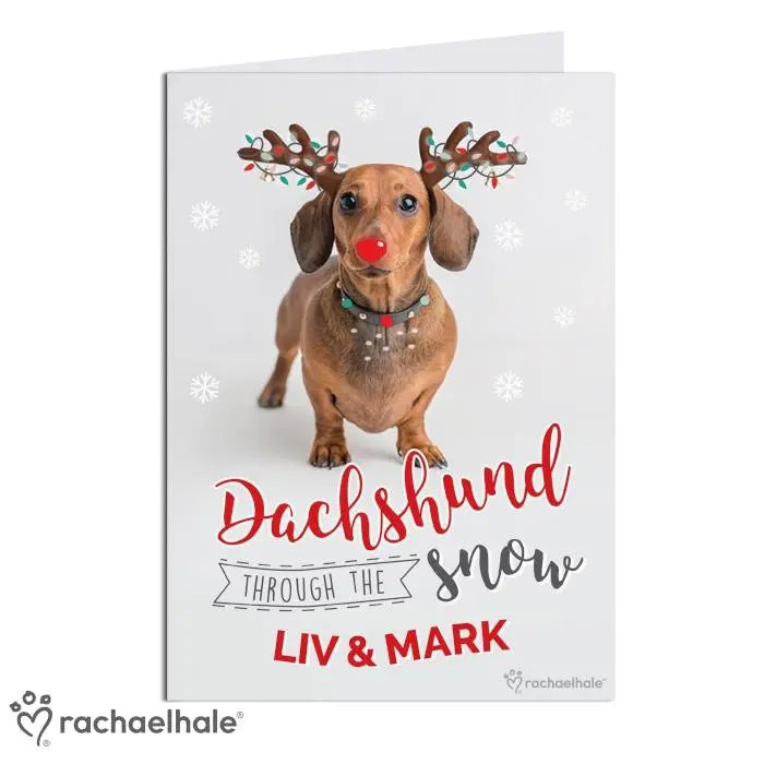 Personalised Rachael Hale Christmas Dachshund Through the Snow Card: 4 - Greeting Cards By Rachael Hale