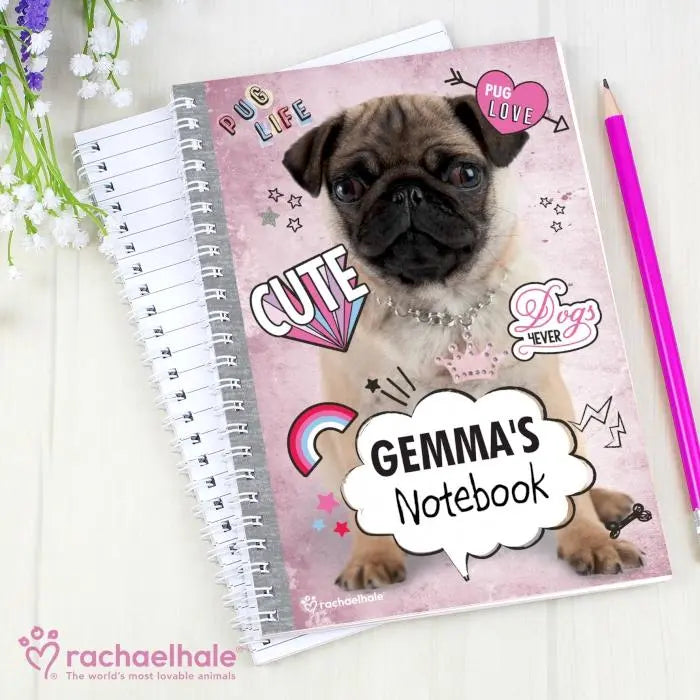 Personalised Rachael Hale Doodle Pug A5 Notebook: 2 - Notebooks By Rachael Hale
