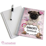 Personalised Rachael Hale Doodle Pug A5 Notebook: 4 - Notebooks By Rachael Hale
