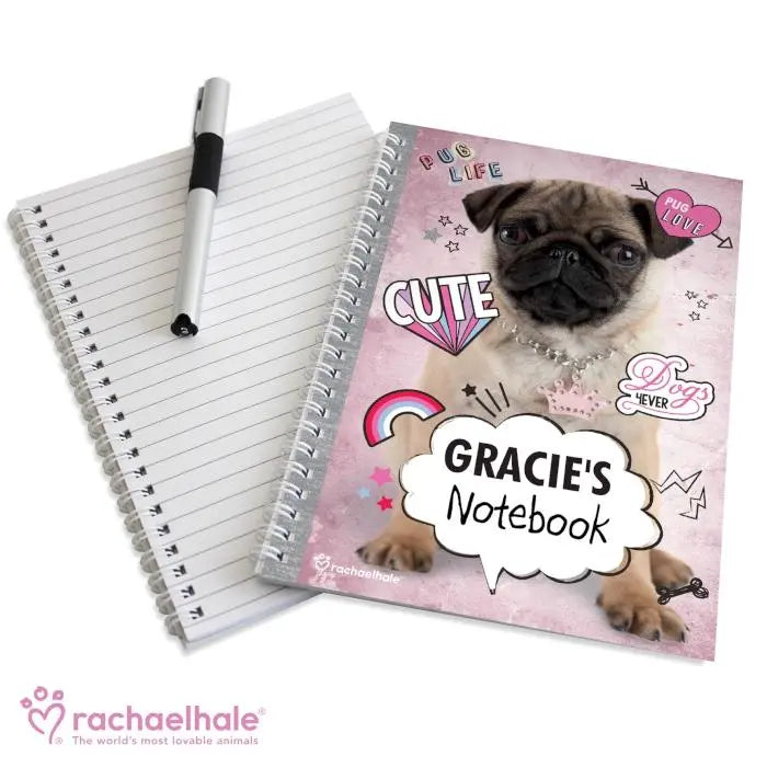 Personalised Rachael Hale Doodle Pug A5 Notebook - Shop Notebooks At Gift Moments - 4