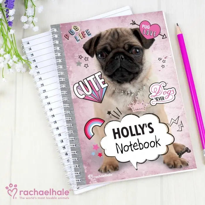 Personalised Rachael Hale Doodle Pug A5 Notebook: 1 - Notebooks By Rachael Hale