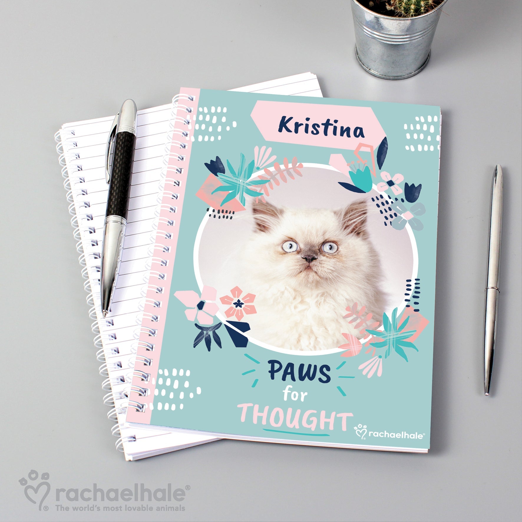 Personalised Rachael Hale ’Paws for Thought’ Cat A5 Notebook: 4 - Notebooks By Rachael Hale