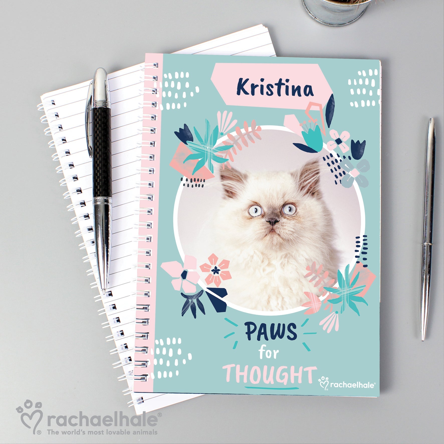 Personalised Rachael Hale ’Paws for Thought’ Cat A5 Notebook: 3 - Notebooks By Rachael Hale