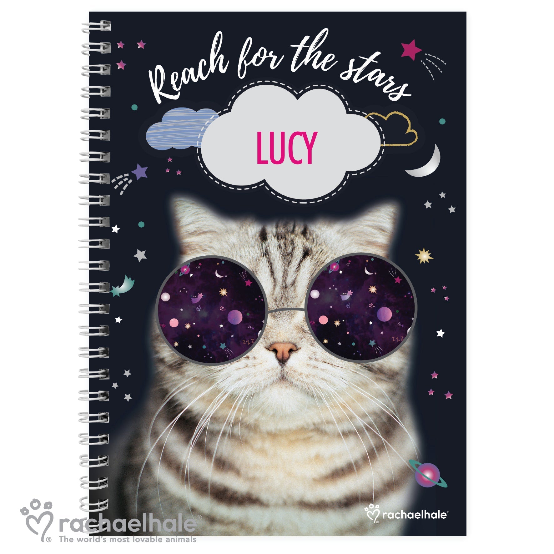 Personalised Rachael Hale Space Cat A5 Notebook: 2 - Notebooks By Rachael Hale